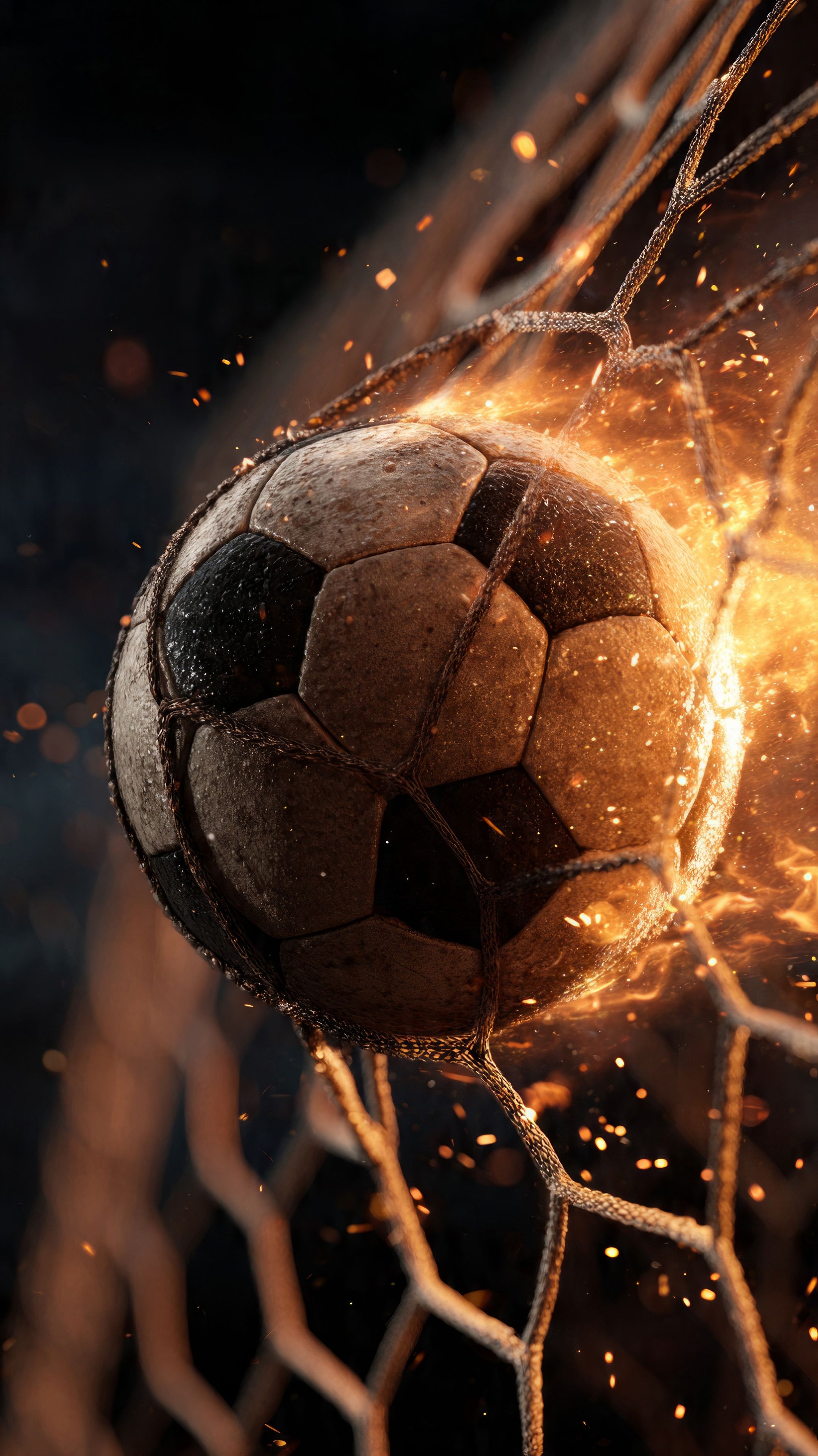 soccer ball kicked into a goal